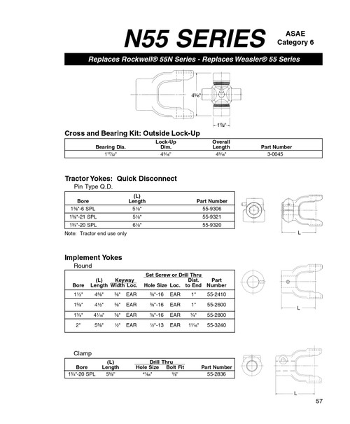 2" Round - Neapco® N55 Series End Yoke w/Single Keyway  55-3240