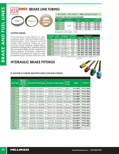 1/4 x 25' Copper/Nickel Brake Line Tubing   CN-425