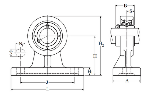 60mm Cast Iron Hanger Bearing Block w/Wide Set Screw Insert Bearing  UCHB212D1