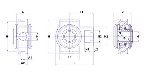 17mm Stainless Take-Up Block w/Stainless Wide Set Screw Insert Bearing  SUCT203CC