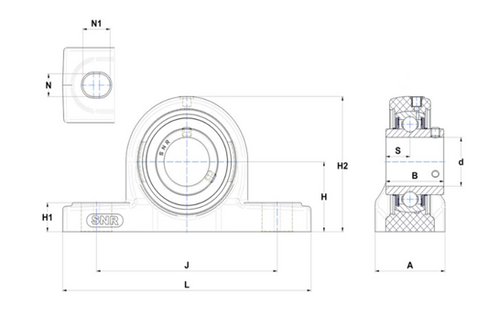 1-1/2" Thermoplastic Two Bolt Pillow Block w/Zinc Plated Insert Bearing  ZUCPPL208-24