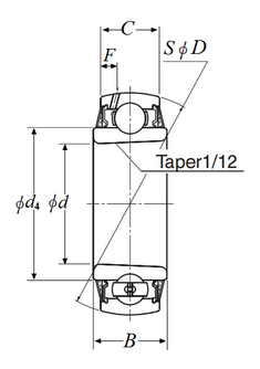 30mm Spherical Insert Wide Taper Bore Ball Bearing - Standard Duty  UK206D1