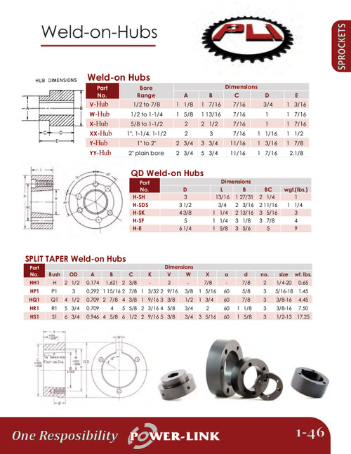 XX-Series Extended Steel Round Bore Weld-On Hub  XX-1.500