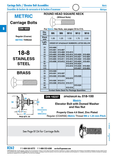 Carriage Bolt Din 603 No Nut M6 X 1.00 X 30Mm Brass Plain Din 603/Br M6X30   015-501