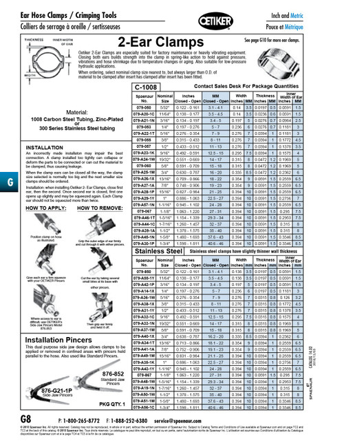 2-Ear Hose Clamp 3/4" (.630"-.787" Range) .335" Width .0472" Mat Thickness Inner Width Of Ear .2362" C-1008 Steel Zinc Plated   079-A25-1M