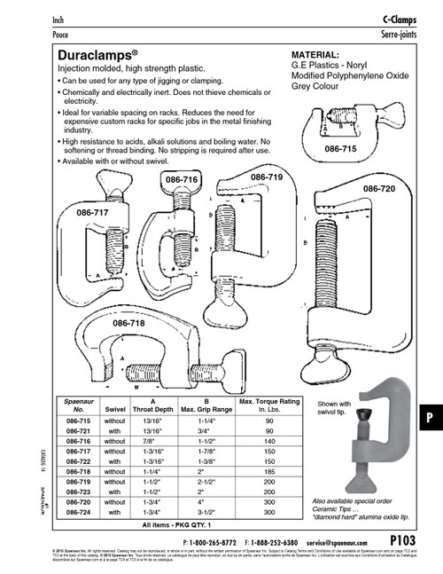Duraclamp 4" Opening: "Noryl" Plastic Grey   086-720