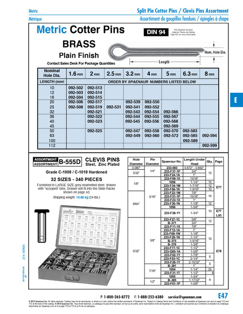 Cotter Pin Din 94 3.2Mm X 32Mm Brass Plain Din 94/Br 3.2X32   092-543