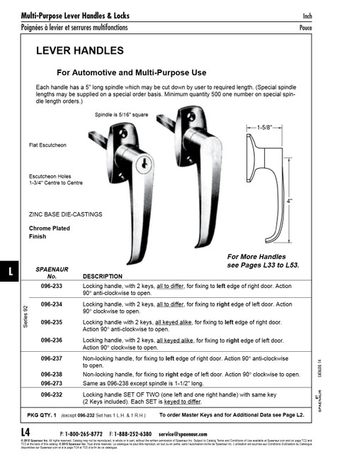 Non-Locking L Handlefix To Rt Edge Of Door 1 3/4" Hole Centres Die-Cast Bright Chrome Plated   096-238
