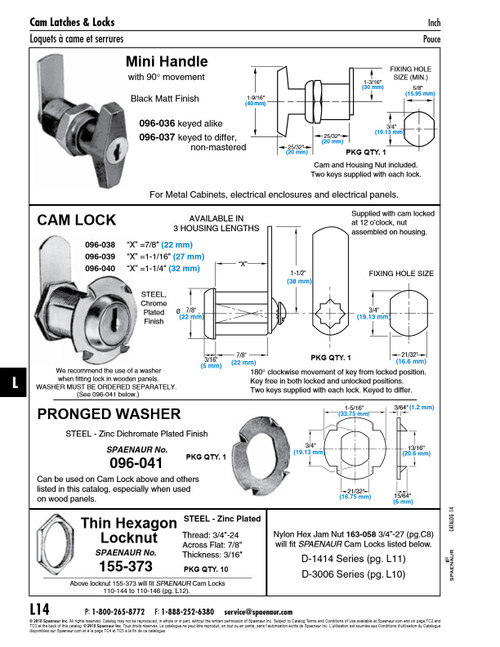 Cam Lock Keyed To Differ 32Mm Housing Lgth Steel Chrome Plated   096-H10-1T
