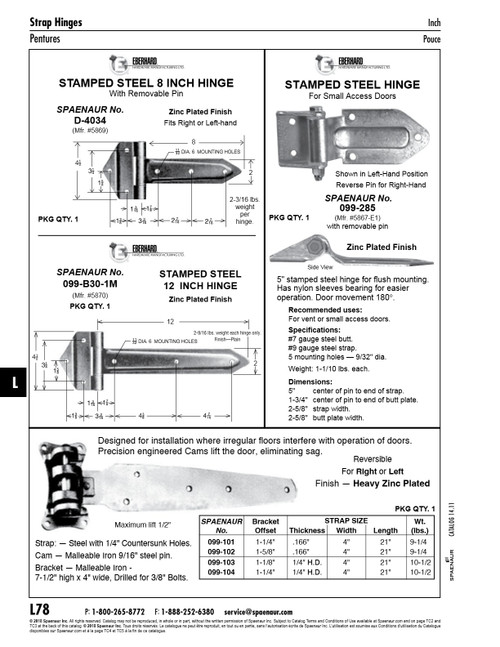 Cam Lift Hinge Offset Bracket .166" Th X 4"W X 21" Strap 1 5/8 Offset Malleable Iron Heavy Zinc Plated   099-102
