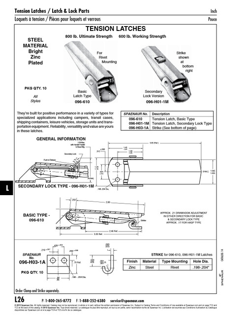 Adjustable Draw Latch Overcenter Carbon Steel Electrozinc Plated   099-165