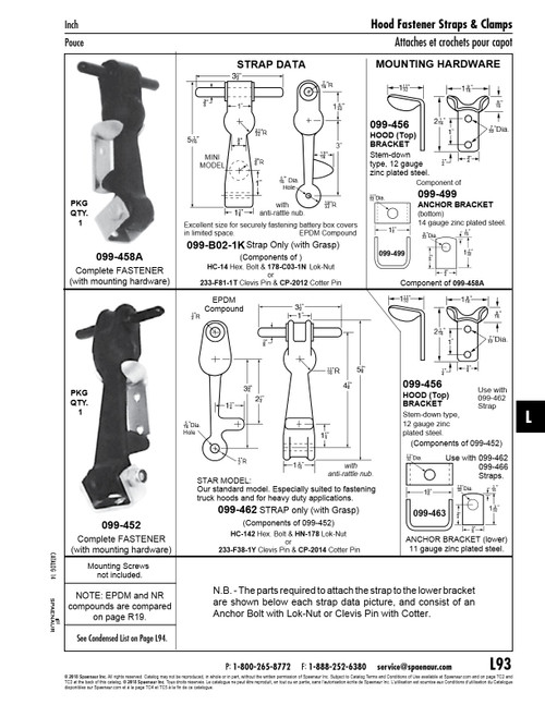 Fastener Strap With Grasp Only Component Of 099-452 5 7/8" O/A Lgth Epdm Compound Black 60-Duro   099-462