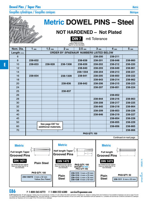 Dowel Pin Precision Ground Din 7 3Mm X 14Mm M6 Tolerance Low Carbon Steel Not Hardened   238-204