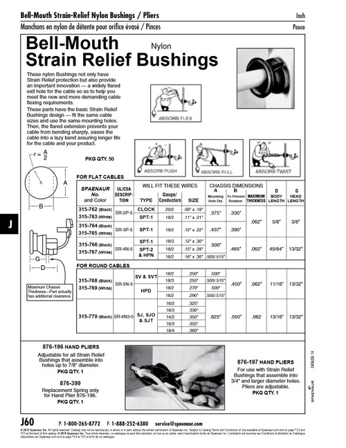 Bell-Mouth Strain Relief Bushing For Flat Cables Csa# Sr4N-5 .465" Mounting Hole Dia Nylon Black   315-766