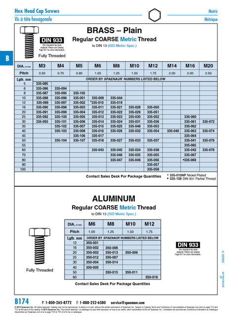 Hex Head Cap Screw Din 933 M6 X 1.00 X 50 Mm Full Thread Brass Din 933/Br M6X50   335-018