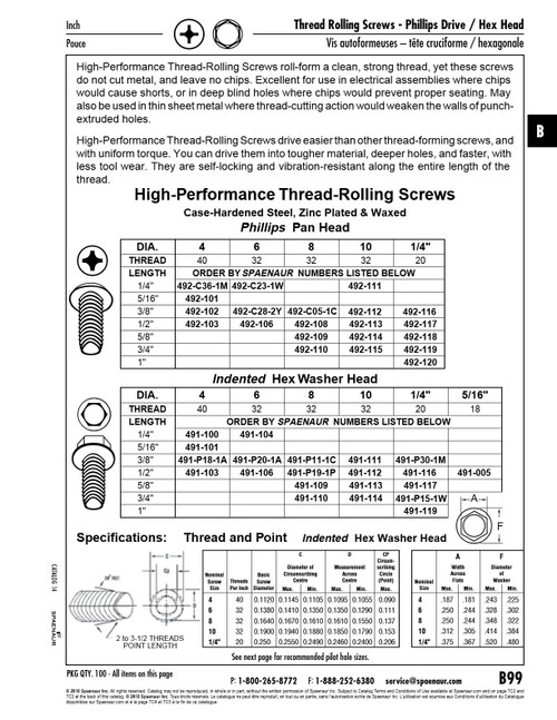 Thread-Rolling Screw Indented Hex Washer Hd #10-32 Unf X 5/8" Long Hardened Low Carbon Steel Zinc Pltd Ansi B18.6.4   491-113