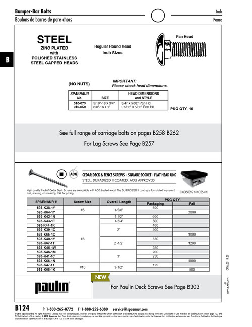 Deck Screw Sq Socket Flat Hd Unc #8 X 2 1/2" Lg Steel Cedar Duradized Ii Coated Acq Approved 1200Pc Per Pail   593-K67-1T