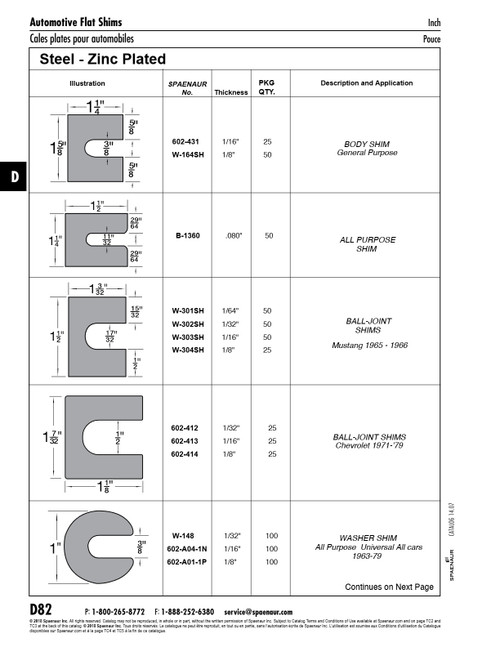 Shim Ball-Joint 1 1/8"Lg X 1 7/32"W. 1/32" Thickness 1/2" Slot Width Low Carbon Steel Zinc Plated   602-412
