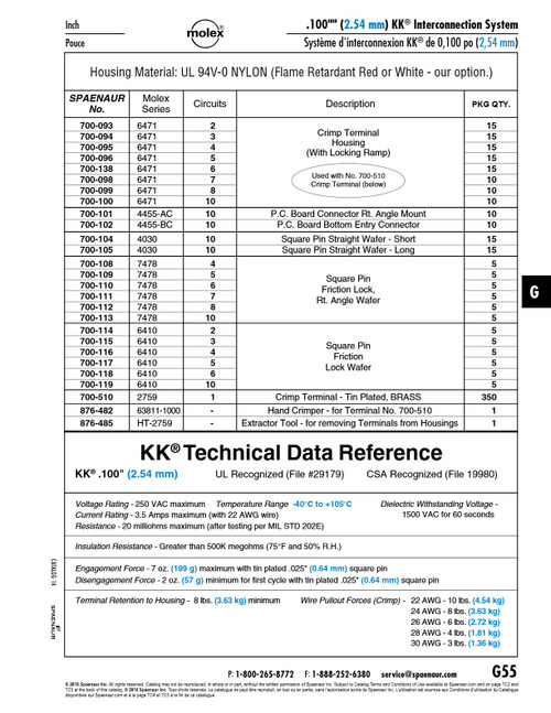 P.C. Board Connector Kk Interconnection System .100"(2.54Mm) Centre Spacing Series 4455-10Ac Nylon - Red Ul 94V-O Pin - Brass Tinned Flame Retardant   700-101