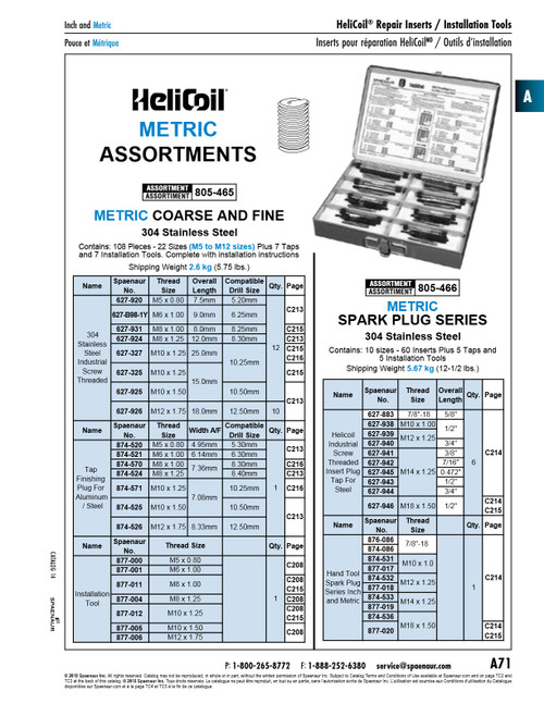 Assortment Of Helicoil Inserts Metric Coarse & Fine 18-8 St St With Taps & Tools In Metal Box   805-465