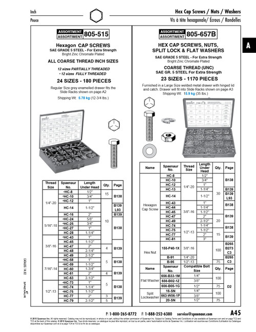 Gr 5 Steel Hex Head Cap Screw Assortment   805-515