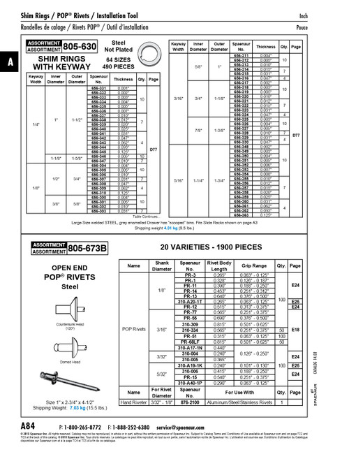 Assortment Of Steel Arbor Spacers With Keyway Inch Sizes In Metal Box   805-630