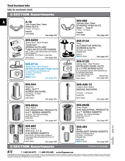 Assortment Of Spring Nuts And Tubular Stud Retainers 62 Varieties 875 Pieces In Metal Drawer   805-640G