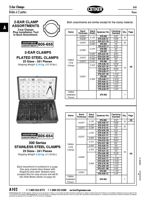 Assortment Of 2-Ear Hose Clamps Steel   805-655