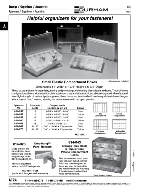 Adjustable Compartments Box 11" W X 1-3/4" H X 6-3/4" D Clear Polypropylene   814-069