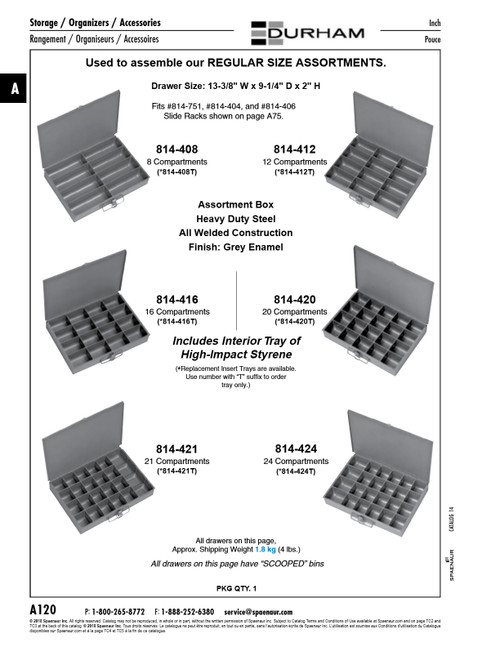 20 Compartment Insert For Regular Size Box Grey Plastic   814-420T