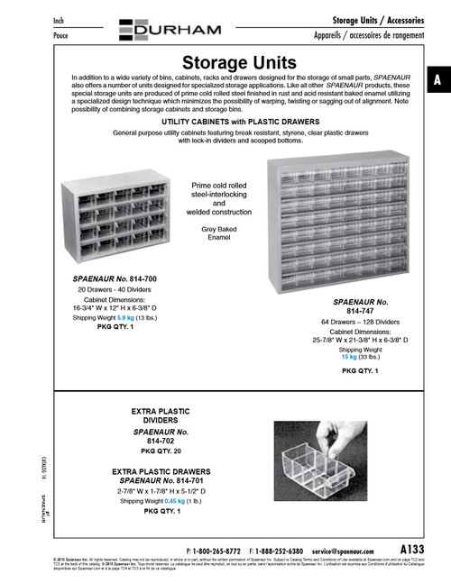 Storage Cabinet 64 Plastic Drawers 25 7/8" W X 21 3/8" H X 6 3/8" D Steel Gray Baked Enamel   814-747