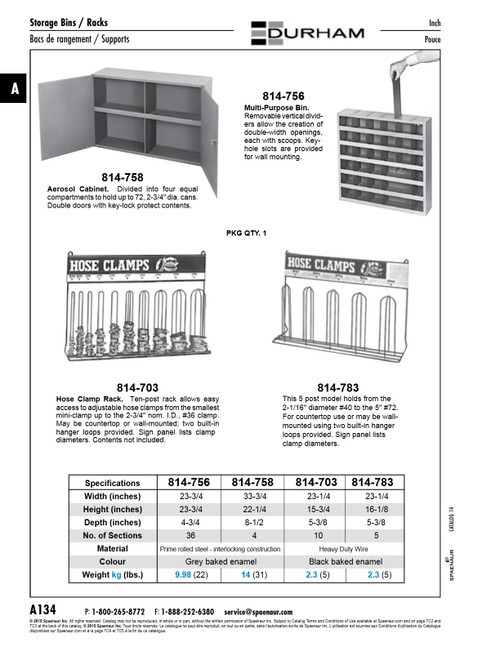 Aerosol Can Cabinet W/ 4 Sections 33 3/4" W X 22 1/4" H X 8 1/2" D Steel Gray Baked Enamel   814-758