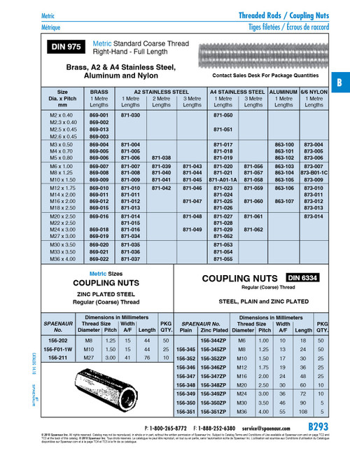 Fully Threaded Rod Din 975 M8 X 1.25 Pitch X 3 Metre Lgth A4 Stainless Steel Plain Din 975/A4 M8X3Mtr   871-057