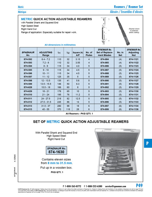 Adjusting Nuts For Quick-Action Adjustable Reamers 18-21 Mm High Speed Steel Plain   874-1130