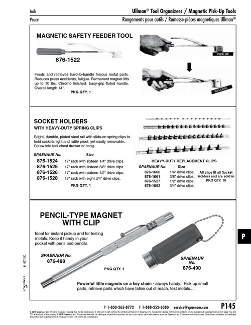 Replacement Clips For Socket Holder Rail 3/8" Drive Clips Steel Plated Use With Sn# 876-1525   876-1661