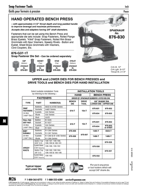 Attaching Tool Used With 876-529 Steel   876-530