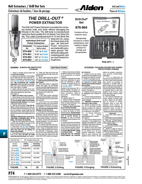Broken Bolt Extractor Removes 1/2" M12 Dia Hss   876-863