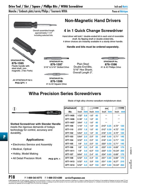 Wiha Slotted Precision Screwdriver 2Mm Tip X 40Mm Blade Lgth Cvm Tool Steel Chromed Finish   877-102