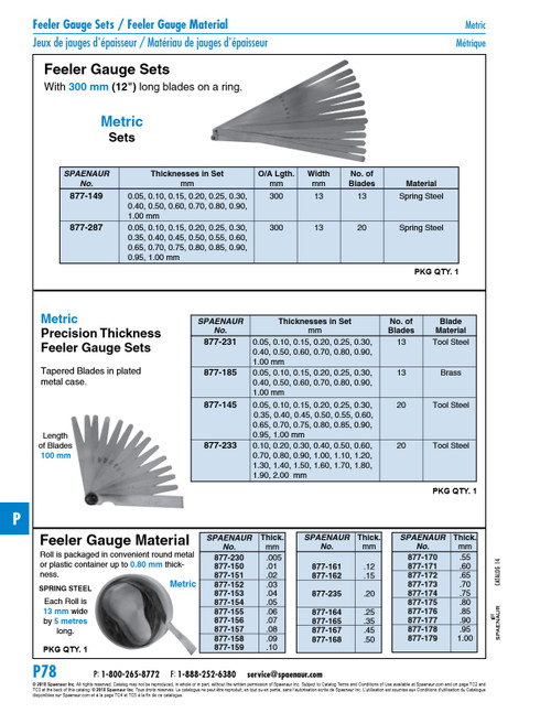 Feeler Gauge Strip In Roll Of 5M Length W/Continuous Markings 0.95 X 13 Mm X 5 Metre Tool Steel Plain   877-178