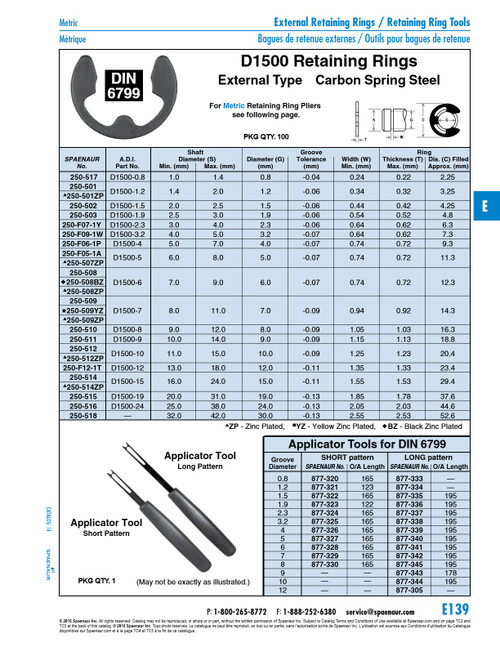 Applicator Tool Long Pattern For Din 6799 Retaining Ring 7Mm Groove Dia. Steel   877-342