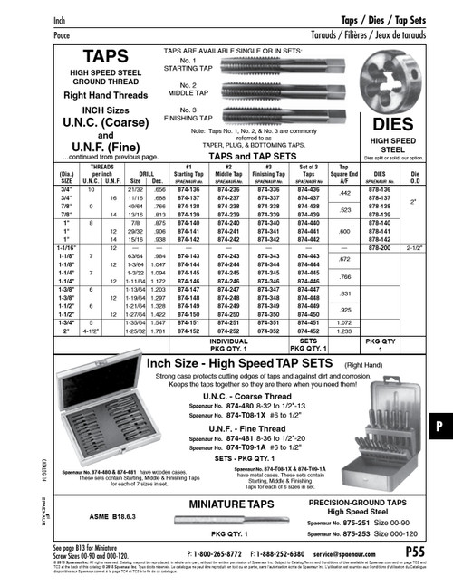 Adjustable Die Round Split 1"-8 Unc 2" Od High Speed Steel   878-140