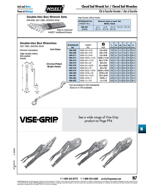 Box Wrench Deep Offset 12 Point 15/16" X 1" Chrome Vanadium Chrome Plated Polished Heads   990-582