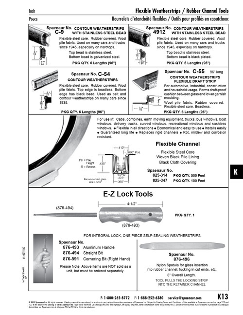 Flexible Weatherstrips Contour With Stainless Steel Bead 9/16" X 17/64" X 96" Long Steel/Rubber/Wool   C-9