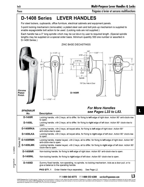 Dummy Fixed L Handlenon Operatingno Spindleno Locking Mechanism Die-Cast Chrome Plated   D-1408D