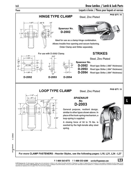 Hinge Type Clamp Fastener Steel Zinc Plated   D-2002