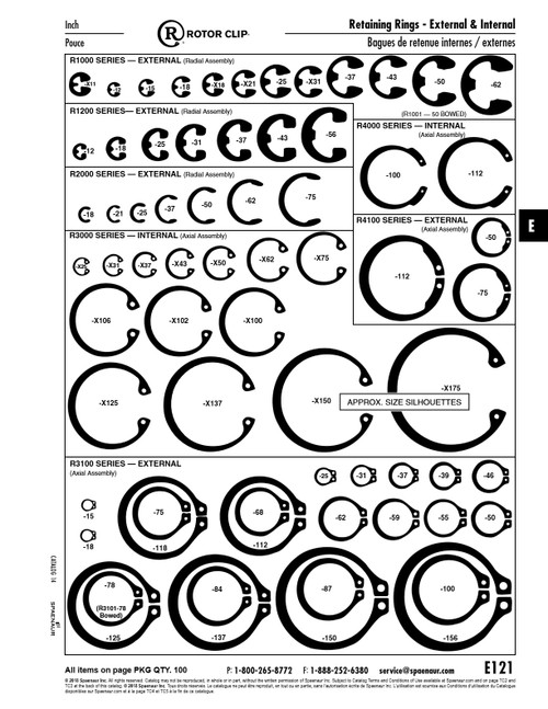 Retaining Ring External .551" Shaft Dia X .509" Free Dia High Carbon Spring Steel Plain   R3100-55