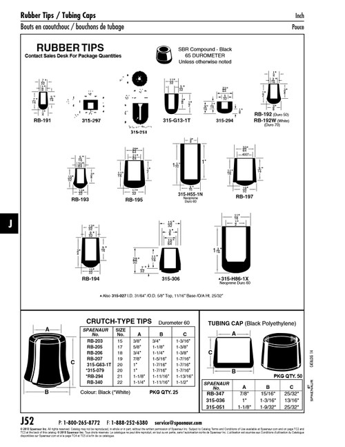 Crutch Tip 3/4" Id Size 18 X 1.25" Base Sbr Black 50-60 Duro   RB-206