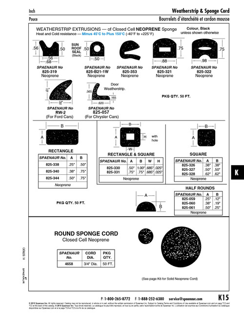 Rear Deck Lid Weatherstrip For Ford 11/16" X 13/16" X 50 Ft/Roll Closed Cell Neoprene/Epdm Compound   RW-2