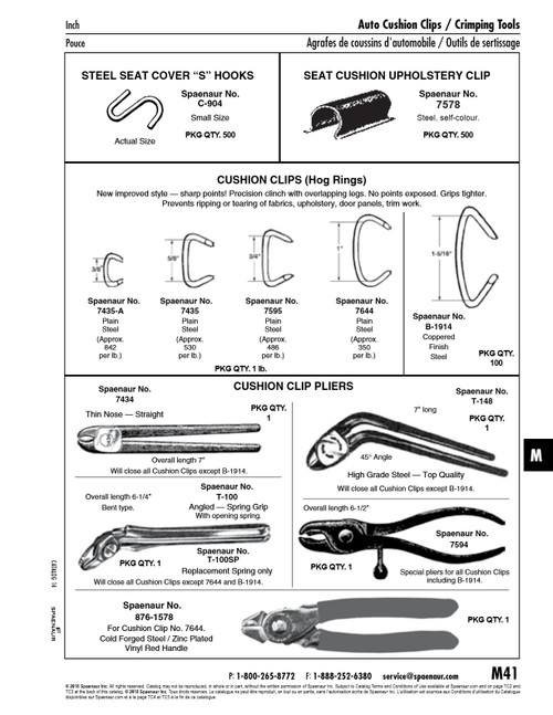 Hog Ring Pliers Bent Tension Type With Opening Spring 7-1/4" O/A Lgth Forged Steel   T-100