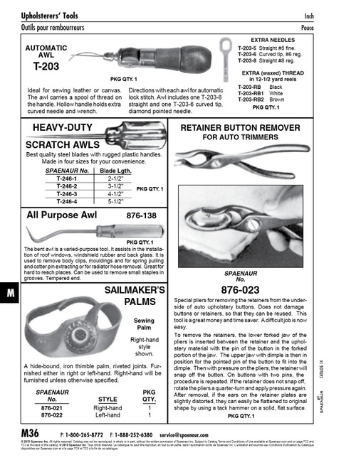 Automatic Awl With Reel Of Black Thread (One Straight Needle One Curved Needle & Wrench In Hollow Handle)   T-203